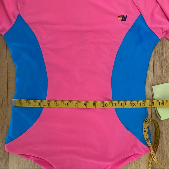 Aviator Nation Pink Blue Color Block Surf Suit Rash Guard Swimsuit Swim Size XL - Picture 13 of 14